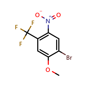 Chemical structure of 1-Bromo-2-methoxy-5-nitro-4-(trifluoromethyl)benzene , CAS 2385992-67-4, AChemBlock AD281644