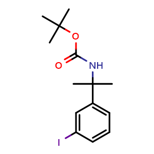 Chemical structure of tert-Butyl (2-(3-iodophenyl)propan-2-yl)carbamate , CAS 2733990-54-8, AChemBlock AD281651