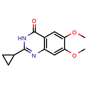 Chemical structure of 2-Cyclopropyl-6,7-dimethoxy-4(3H)-quinazolinone , CAS 630422-37-6, AChemBlock AD281656