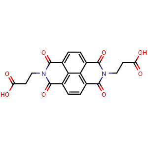 Chemical structure of 3,3'-(1,3,6,8-Tetraoxobenzo[lmn][3,8]phenanthroline-2,7(1H,3H,6H,8H)-diyl)dipropanoic acid , CAS 30840-02-9, AChemBlock AD281659