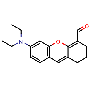 Chemical structure of 6-(Diethylamino)-2,3-dihydro-1H-xanthene-4-carbaldehyde , CAS 1846576-70-2, AChemBlock AD281662