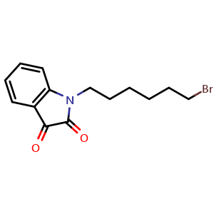 Chemical structure of 1-(6-Bromohexyl)indoline-2,3-dione , CAS 1138761-72-4, AChemBlock AD281663