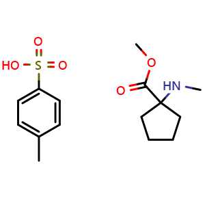 Chemical structure of Methyl 1-(methylamino)cyclopentanecarboxylate 4-methylbenzenesulfonic acid , CAS 1628853-81-5, AChemBlock AD281664