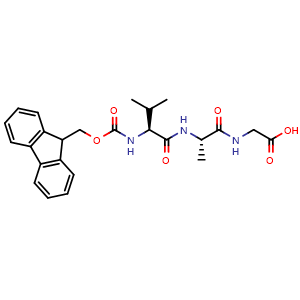 Chemical structure of N-[(9H-Fluoren-9-ylmethoxy)carbonyl]-L-valyl-L-alanylglycine , CAS 2377585-15-2, AChemBlock AD281670