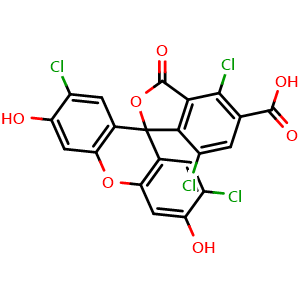 Chemical structure of 2′,4,7,7′-Tetrachloro-3′,6′-dihydroxy-3-oxospiro[isobenzofuran-1(3H),9′-[9H]xanthene]-5-carboxylic acid , CAS 155911-13-0, AChemBlock AD281671