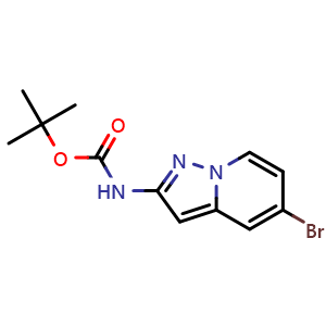 Chemical structure of 1,1-Dimethylethyl N-(5-bromopyrazolo[1,5-a]pyridin-2-yl)carbamate , CAS 2459635-19-7, AChemBlock AD281690