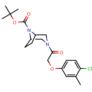 Chemical structure of 1,1-Dimethylethyl 3-[2-(4-chloro-3-methylphenoxy)acetyl]-3,8-diazabicyclo[3.2.1]octane-8-carboxylate , CAS 2860659-34-1, AChemBlock AD281707