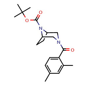 Chemical structure of 1,1-Dimethylethyl 3-(2,4-dimethylbenzoyl)-3,8-diazabicyclo[3.2.1]octane-8-carboxylate , CAS 2864173-82-8, AChemBlock AD281709