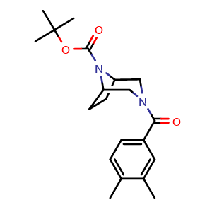 Chemical structure of 1,1-Dimethylethyl 3-(3,4-dimethylbenzoyl)-3,8-diazabicyclo[3.2.1]octane-8-carboxylate , CAS 2859249-46-8, AChemBlock AD281711