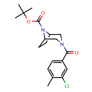 Chemical structure of 1,1-Dimethylethyl 3-(3-chloro-4-methylbenzoyl)-3,8-diazabicyclo[3.2.1]octane-8-carboxylate , CAS 2861850-36-2, AChemBlock AD281712
