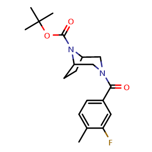 Chemical structure of 1,1-Dimethylethyl 3-(3-fluoro-4-methylbenzoyl)-3,8-diazabicyclo[3.2.1]octane-8-carboxylate , CAS 2860092-76-6, AChemBlock AD281713