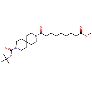 Chemical structure of tert-Butyl 9-(9-methoxy-9-oxononanoyl)-3,9-diazaspiro[5.5]undecane-3-carboxylate , CAS 173406-13-8, AChemBlock AD281718