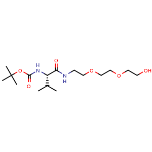 Chemical structure of tert-Butyl (S)-(1-((2-(2-(2-hydroxyethoxy)ethoxy)ethyl)amino)-3-methyl-1-oxobutan-2-yl)carbamate , CAS 3031101-96-6, AChemBlock AD281729
