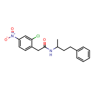 Chemical structure of 2-Chloro-N-(1-methyl-3-phenylpropyl)-4-nitrobenzeneacetamide , CAS 2779287-94-2, AChemBlock AD281731