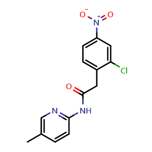 Chemical structure of 2-Chloro-N-(5-methyl-2-pyridinyl)-4-nitrobenzeneacetamide , CAS 2794801-70-8, AChemBlock AD281733