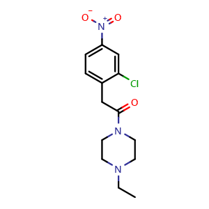 Chemical structure of 2-(2-Chloro-4-nitrophenyl)-1-(4-ethyl-1-piperazinyl)ethanone , CAS 2997153-07-6, AChemBlock AD281735