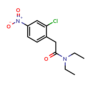 Chemical structure of 2-Chloro-N,N-diethyl-4-nitrobenzeneacetamide , CAS 689300-53-6, AChemBlock AD281736