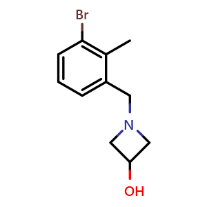 Chemical structure of 1-[(3-Bromo-2-methylphenyl)methyl]-3-azetidinol , CAS 2288912-07-0, AChemBlock AD281737