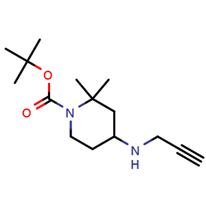 Chemical structure of 1,1-Dimethylethyl 2,2-dimethyl-4-(2-propyn-1-ylamino)-1-piperidinecarboxylate , CAS 2003738-15-4, AChemBlock AD281740