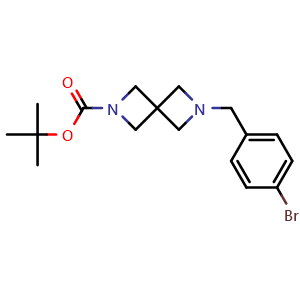 Chemical structure of 1,1-Dimethylethyl 6-[(4-bromophenyl)methyl]-2,6-diazaspiro[3.3]heptane-2-carboxylate , CAS 2658468-05-2, AChemBlock AD281748