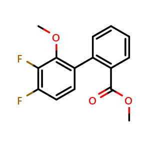 Chemical structure of 3,4-Difluoro-2-methoxy-[1,1-biphenyl]-2-carboxylic acid methyl ester , CAS 1233492-49-3, AChemBlock AD281756