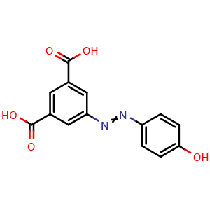 Chemical structure of 5-[2-(4-Hydroxyphenyl)diazenyl]-1,3-benzenedicarboxylic acid , CAS 1417825-76-3, AChemBlock AD281767