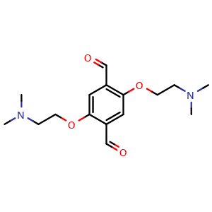 Chemical structure of 2,5-Bis[2-(dimethylamino)ethoxy]-1,4-benzenedicarboxaldehyde , CAS 1379909-22-4, AChemBlock AD281776