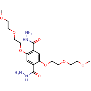 Chemical structure of 2,5-Bis(2-(2-methoxyethoxy)ethoxy)terephthalohydrazide , CAS 121839-23-4, AChemBlock AD281781