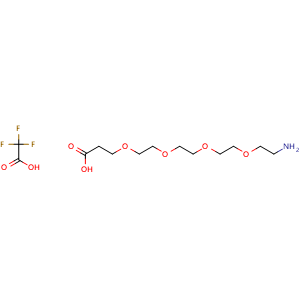 Chemical structure of 3-[2-[2-[2-(2-Aminoethoxy)ethoxy]ethoxy]ethoxy]propanoic acid 2,2,2-trifluoroacetate , CAS 1615234-93-9, AChemBlock AD281783