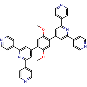Chemical structure of 4',4''''-(2,5-Dimethoxy-1,4-phenylene)di-4,2':6',4''-terpyridine , CAS 1698911-97-5, AChemBlock AD281785