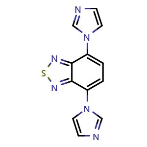 Chemical structure of 4,7-Di-1H-imidazol-1-yl-2,1,3-benzothiadiazole , CAS 1919023-42-9, AChemBlock AD281786