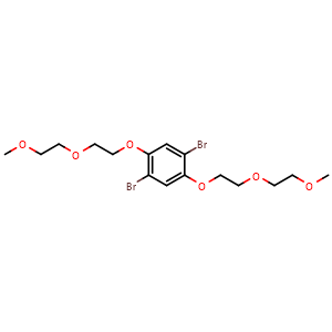 Chemical structure of 1,4-Dibromo-2,5-bis(2-(2-methoxyethoxy)ethoxy)benzene , CAS 187754-75-2, AChemBlock AD281787