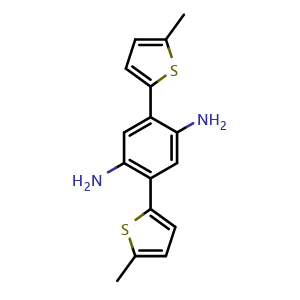 Chemical structure of 2,5-Bis(5-methylthiophen-2-yl)benzene-1,4-diamine , CAS 2422197-69-9, AChemBlock AD281792