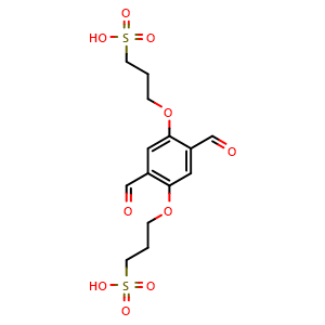 Chemical structure of 3,3'-((2,5-Diformyl-1,4-phenylene)bis(oxy))bis(propane-1-sulfonic acid) , CAS 2690297-45-9, AChemBlock AD281794