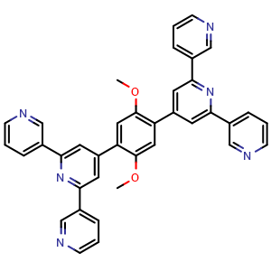 Chemical structure of 4',4''''-(2,5-Dimethoxy-1,4-phenylene)di-3,2':6',3''-terpyridine , CAS 2828480-19-7, AChemBlock AD281797