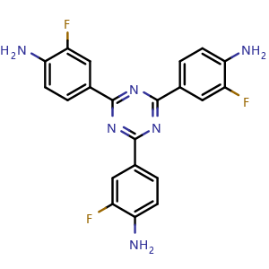 Chemical structure of 4,4',4''-(1,3,5-Triazine-2,4,6-triyl)tris(2-fluoroaniline) , CAS 2842046-40-4, AChemBlock AD281798