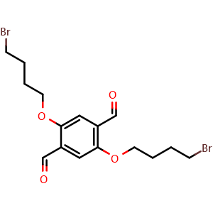 Chemical structure of 2,5-Bis(4-bromobutoxy)terephthalaldehyde , CAS 3006784-39-7, AChemBlock AD281801