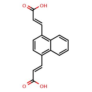 Chemical structure of (2E,2'E)-3,3'-(Naphthalene-1,4-diyl)diacrylic acid , CAS 341556-83-0, AChemBlock AD281802
