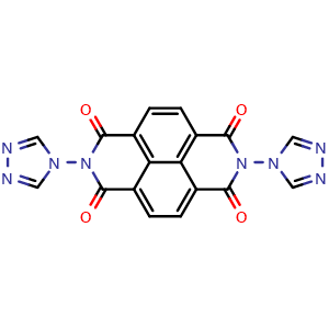 Chemical structure of 2,7-Bis(4H-1,2,4-triazol-4-yl)benzo[lmn][3,8]phenanthroline-1,3,6,8(2H,7H)-tetrone , CAS 429693-14-1, AChemBlock AD281803