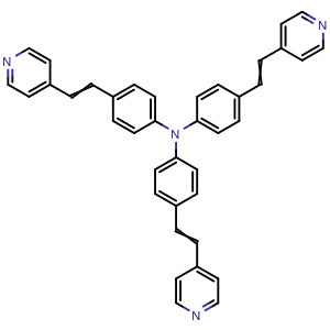 Chemical structure of Tris(4-(2-(pyridin-4-yl)vinyl)phenyl)amine , CAS 823817-69-2, AChemBlock AD281805