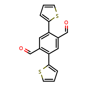 Chemical structure of 2,5-Di(thiophen-2-yl)terephthalaldehyde , CAS 946123-19-9, AChemBlock AD281807