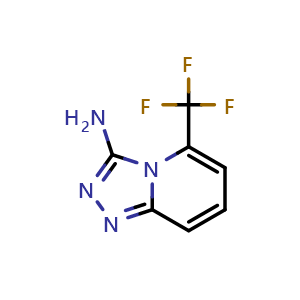 Chemical structure of 5-(Trifluoromethyl)-1,2,4-triazolo[4,3-a]pyridin-3-amine , CAS 1780636-01-2, AChemBlock AD281810