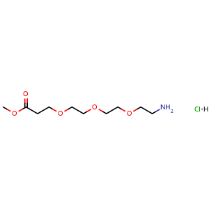 Chemical structure of Methyl 3-(2-(2-(2-aminoethoxy)ethoxy)ethoxy)propanoate hydrochloride , CAS 2363165-14-2, AChemBlock AD281811