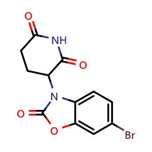 Chemical structure of 3-(6-Bromo-2-oxo-3(2H)-benzoxazolyl)-2,6-piperidinedione , CAS 2357114-20-4, AChemBlock AD281813