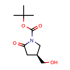 Chemical structure of (S)-tert-Butyl 4-(hydroxymethyl)-2-oxopyrrolidine-1-carboxylate , CAS 1932600-03-7, AChemBlock AD281821