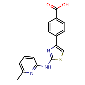 Chemical structure of 4-[2-[(6-Methyl-2-pyridinyl)amino]-4-thiazolyl]benzoic acid , CAS 2800897-07-6, AChemBlock AD281829