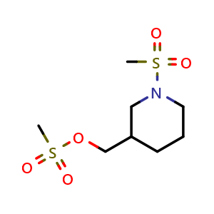 Chemical structure of (1-(Methylsulfonyl)piperidin-3-yl)methyl methanesulfonate , CAS 1346162-21-7, AChemBlock AD281830