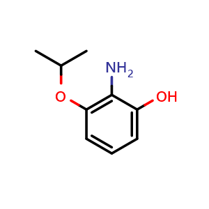 Chemical structure of 2-Amino-3-(propan-2-yloxy)phenol , CAS 1243287-45-7, AChemBlock AD281834