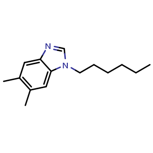 Chemical structure of 1-Hexyl-5,6-dimethyl-1H-benzimidazole , CAS 954963-08-7, AChemBlock AD281838
