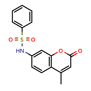 Chemical structure of N-(4-Methyl-2-oxo-2H-chromen-7-yl)benzenesulfonamide , CAS 700814-39-7, AChemBlock AD281839